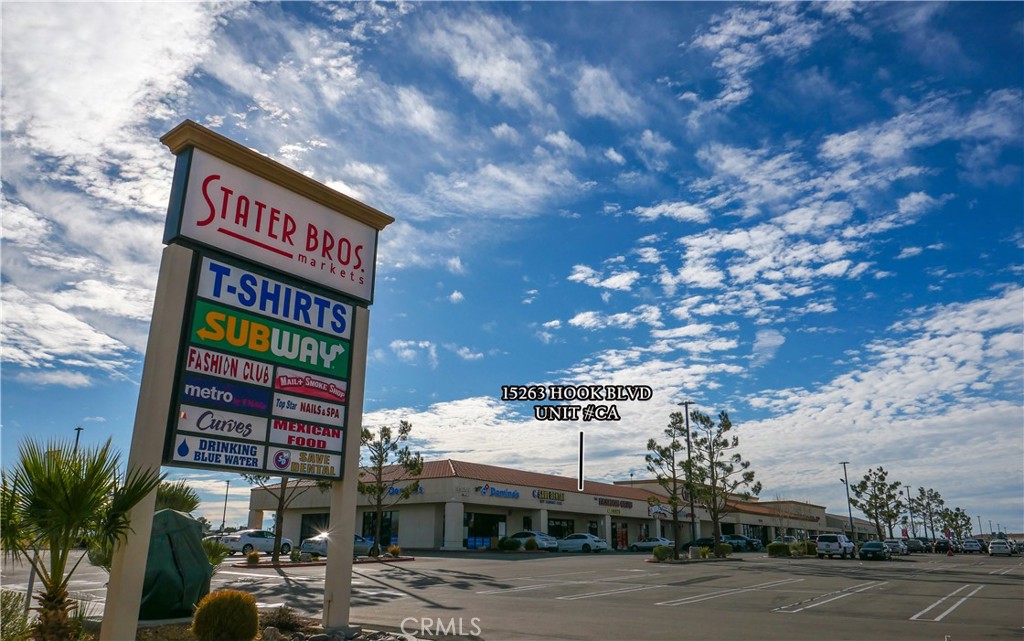 Now available for lease, this ±1,600 SF second-generation shell space is ideally situated within a thriving shopping center anchored by one of the region’s top-performing Stater Bros. Supermarkets. Located at the signalized intersection of Hook Blvd and Amargosa Rd in the heart of Victorville, this high-visibility location benefits from strong traffic counts and excellent co-tenancy. The space offers an outstanding opportunity for a retail, service, or food-based user seeking to capitalize on built-in foot traffic and proximity to established national and regional tenants. Flexible layout options make it well-suited for a range of uses, and landlord improvements may be negotiable for qualified tenants.