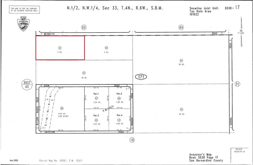 APN: 3038-171-01-0000 Coordinates: 34.397278, -117.520000 5 acre lot for sale in San Bernardino County. This lot is located in Phelan at the intersection of Mesquite Road and Wilson Ranch Road. Build a home or live off grid.