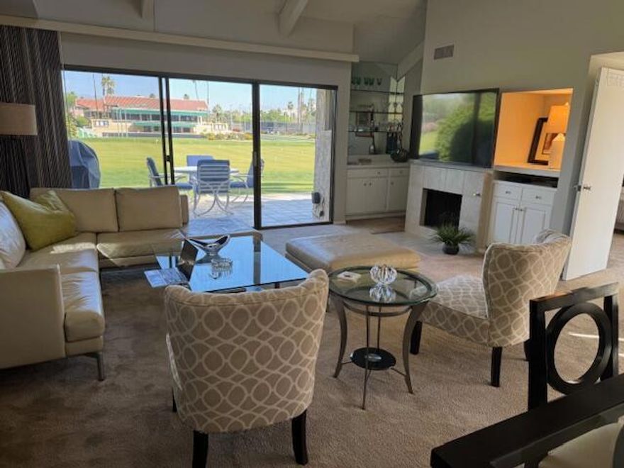 Fabulous location for all tennis, pickleball, bocce ball, and croquet players. This Mission Hills tennis villa is situated across from the tennis & fitness center. It has a light and airy feel along with a spacious primary suite with a TOTO bidet toilet. Glass sliders lead you to front row seats on the croquet lawns. 3 Smart TV's. Spectacular mountain view from back patio with BBQ. Spacious front tiled courtyard with seating. Conveniently located washer and dryer. Turnkey Furnished. Next available Aug $2800, Sept $2900, Oct $3200, Nov & Dec $3800, NOT AVAILABLE JAN-MAR 2026, AVAILABLE April $4500, May $3200, June, July & August $2800.