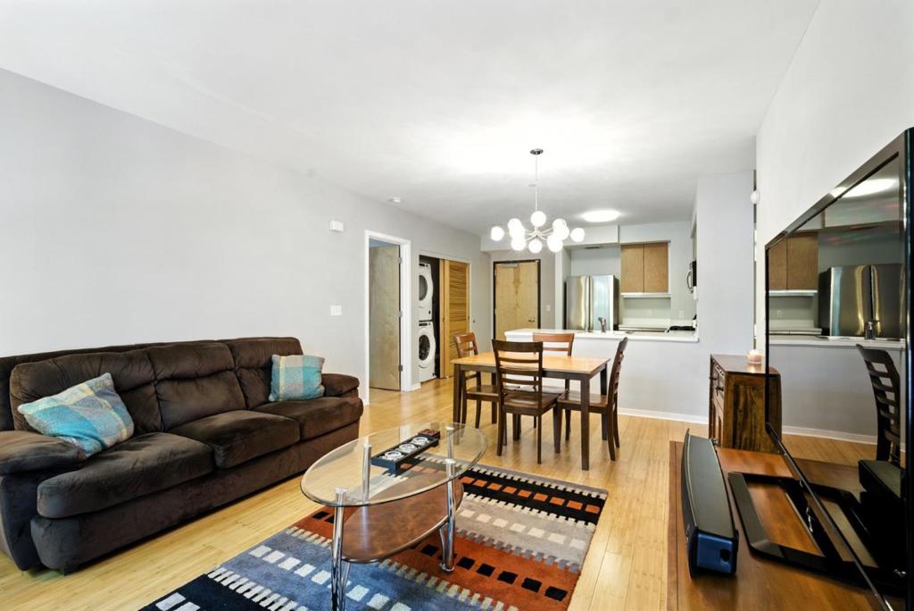 Welcome to 5800 3rd St, a well-designed 2 bedroom, 2 bath condo offering comfort, convenience, and modern living. The spacious living room features beautiful hardwood floors, creating a warm and inviting space to relax or entertain. The primary suite includes a spacious bathroom, while the second bedroom is adjacent to the second full bath. The unit also provides ample storage throughout for added functionality. Additional highlights include in-unit washer & dryer, kitchen appliances, and secured in-building parking with an EV charger. Ideally located, this home is close to public transportation, Fresh & Easy Neighborhood Market, Limon Rotisserie, Carroll Station on the new Third Street Light Rail, and offers easy access to I-280 and HWY 101. This condo is a perfect opportunity for those seeking a vibrant lifestyle with modern amenities and a highly convenient location.