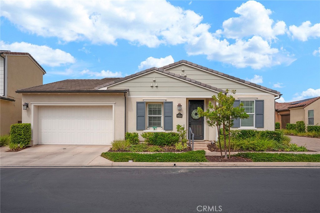 Beautiful Western Ranch Model detached single family home in the highly sought after 55 plus community of Auberge at Del Sur. The home has an additional room that can be use as a 3rd bedroom, office, or your choice. Open floor plan joining the kitchen, dining area and great room. The Kitchen boasts of a beautiful granite island & countertops, stainless steel appliances, Upgraded Kitchen BackSplash, Laminate Floors and plenty of European-style white thermofoil cabinetry and raised panel doors, Built-In Entertainment Center as well as built-in office Desk with Cabinets. This amazing home comes with the upgraded Covered Patio with automatic awning, ceiling fan w/ light, laundry room with a sink & side by side washer and dryer, pre-wired for solar panels, tankless water heater, Garage with Epoxy Flooring, low maintenance backyard with a relaxing water fountain, backyard fully paved, neutral interior paint, whole house fire sprinklers. A 2 car garage that offers storage cabinets and overhead storage racks. Auberge residents have full access to all of the Del Sur amenities that include 14 parks, 11 pools and miles of walking trails. This community has an impressive clubhouse that offers a fitness center, resort style heated swimming pool with spa, dog park, walking trails, bbq area, pickleball courts, and a tot lot for the visiting family. Auberge is center to many shopping centers and entertainment, fast and easy access to highways.