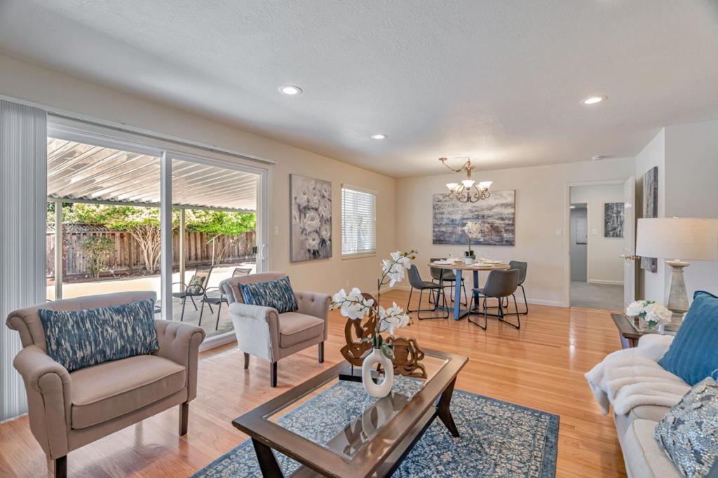 Welcome to this stunning, move-in-ready single family home nestled in the highly sought-after neighborhood of Sunnyvale. Bordering Cupertino and Los Altos, this 4-bedroom, 3-bathroom home features an amazing floor plan and plenty of natural light. Its updated kitchen has a quartz countertops, wood cabinets and breakfast nook. The living room has plenty of room for hosting and luxurious, an inviting fireplace and sliding door leading out to a private backyard. The spacious primary bedroom has a large closet with a generous amount of storage space and remodeled bathrooms. There is a permitted garage conversion has a separate entrance can be an in-law quarter or as a rental unit for extra income. This gorgeous home features newly-painted interior, dual pane windows, gleaming hardwood floors. Top schools including West Valley Elementary, Cupertino Middle, and Homestead High (buyer to verify eligibility). Enjoy convenient and easy access to HWY 280/85, and close proximity to schools, parks, grocery stores, shopping, and major high-tech companies.
