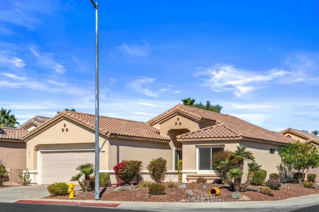 Located in the northeast corner of Sun City Palm Desert, away from main roads, this 2-bedroom, 2-bathroom home with a den offers a fantastic opportunity to make it your own. Recently appraised at $470,000, this home provides great value in one of the desert's most desirable 55+ communities. This modified St. Maarten floor plan features a spacious living area, a well-sized kitchen, and a versatile den, ideal for an office, hobby room, or additional guest space. Many of the home's features are original, offering a blank slate for updates and personal touches. The primary suite includes an en-suite bath and ample closet space, while the second bedroom provides comfortable accommodations for guests.The low-maintenance backyard offers privacy and space to relax or entertain, with plenty of potential to create your ideal outdoor retreat.Residents of Sun City Palm Desert enjoy access to a wide range of resort-style amenities, including: Three clubhouses with pools and fitness centers Two championship golf courses Tennis, pickleball, and bocce courts Multiple restaurants and cafes Walking and biking trails Dozens of clubs and social activitiesThis home is perfect for those looking to update and personalize a property in a community known for its vibrant and active lifestyle. Do not miss this opportunity to create your dream home in Sun City Palm Desert.