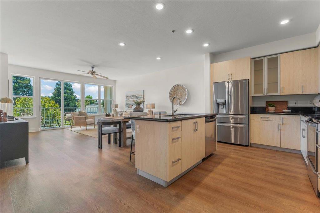 Welcome to 2030 N. Pacific Ave. #329, a charming 3-bedroom, 2-bathroom home in vibrant Downtown Santa Cruz. Spanning 1,472 square feet, this condominium home offers a harmonious blend of comfort and functionality. The open-concept kitchen is a chef's delight, featuring granite countertops, an island with a sink, and stainless steel appliances including a new refrigerator. A gas fireplace anchors the living room, which seamlessly connects with the kitchen, creating a perfect space for both entertaining and everyday living. Huge walk-in closets in the primary and secondary bedroom, two spa-like bathrooms, and a private balcony make this home an oasis in the city. Don't worry about parking, this one comes with two private non-tandem spaces in the secure, subterranean garage with direct access to the unit floor for increased safety. The complex features a community pool, hot tub, and fitness center, and is conveniently located minutes away from downtown Santa Cruz, the iconic Beach boardwalk, plenty of shops and eateries, and easy access to Highway 1 and Highway 17.