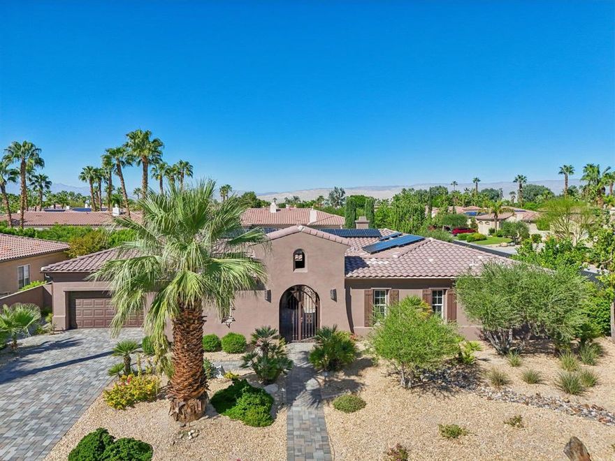 St. Augustine Community Stunner in Rancho Mirage!This luxurious home in the highly sought-after gated community of St. Augustine offers the perfect blend of elegance and comfort--with $468,000 in high-end upgrades and improvements. Last house sold in this small community was for $2,175,000 just a few weeks ago!Featuring an expanded open-concept layout, the main living area flows seamlessly into a chef's kitchen equipped with a Sub-Zero refrigerator, Wolf range, granite countertops and a massive walk-in pantry. Ideal for entertaining or everyday living.The oversized primary suite includes a sitting area, spa-inspired bathroom with dual vanities and an extra-large walk-in closet with custom built-ins. Each guest bedroom boasts its own private en-suite bath for ultimate comfort and privacy.Enjoy additional flex spaces such as a bonus room--perfect for a home gym or office--and a separate TV room/formal dining area, offering versatility to fit your lifestyle.Outside, the private backyard oasis features a sparkling saline pool and spa, just steps from the primary suite. The climate-controlled 2-car garage and 42-panel leased solar system add practicality and efficiency.Located in a beautifully landscaped community with walking paths, ponds, streams, and two tennis courts, St. Augustine offers low HOA dues of $400/month, which include cable.This meticulously maintained, fully furnished home reflects true pride of ownership--a rare opportunity with nearly half a million dollars in thoughtful improvements. Don't miss it--schedule your private showing today!