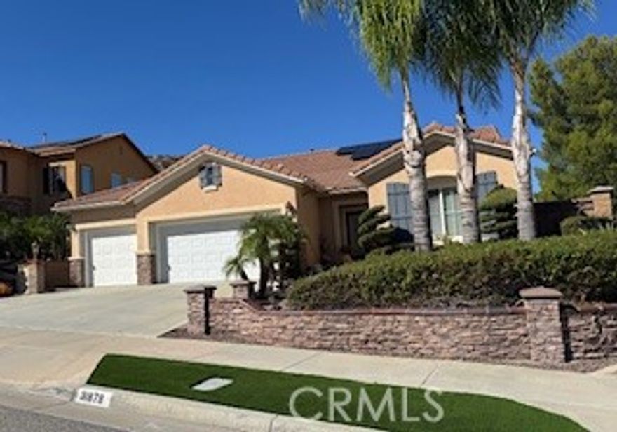 Welcome to the desirable Canyon Hills community, Property is a must see!!! Fully Landscaped 1 story home perfectly situated at a corner lot backing on the view of part of the Canyon. This stunning home with a Paid-Off Solar System has a spacious layout with 4 Bedroom and 3 full bathrooms, offering comfortable and convenient living for you and your loved ones. The beautifully designed kitchen with granite counter tops also is complete with a pantry and gleaming appliances. Whether you're a culinary enthusiast or simply enjoy a functional cooking space, this kitchen has everything you need to prepare delicious meals. The kitchen also seamlessly flows into the family room, creating an open and inviting atmosphere. The sliding door by the Kitchen leads to the outside beautifully landscapes backyard, where you can unwind listening to the drip of the water fountain. It's the perfect spot to enjoy a morning coffee or entertain guests on pleasant evenings. The Master Bedroom is turned into a Master-Suite utilizing the 4th bedroom presently that connects. There are 3 Car Garage attached. Spacious living room and open to the main Dinning room. Top-notch HOA amenities: A Clubhouse, Tennis Courts, multiple Pool, Spa, a splash park picnic areas and sports park. An Elementary School is suited within the Community.