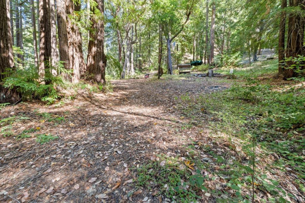 Super Fun Vacant Land Opportunity in Boulder Creek. Discover the endless possibilities with this magical 3.7 acre parcel of land, nestled in the serene beauty of the lush redwood forest and rolling hills. You'll have plenty of space to create your own private wonderland. Located off Kings Creek Road, this property offers the perfect combination of privacy and accessibility, making it an ideal spot for your Fun Retreat! Kings Creek Road is one of the few county maintained roads in SLV. The road is paved up to a certain point, from there it is a gravel/dirt road that is exceptionally well maintained by your adjacent neighbors! The property has a gated private driveway. This property has not had many stewards and is kept long term. There is a road that wraps the perimeter of the usable area, and it has also been well maintained. A year round creek is one of the borders, perfect for splashing and playing in, with riparian water rights for a water source. Rain water is captured in a small storage container. There is a really great deck platform built up into the redwoods. This is the perfect play land with hiking, bbq'ing, camping and splashing in the creek. Come tour this expansive property and let your imagination run wild!