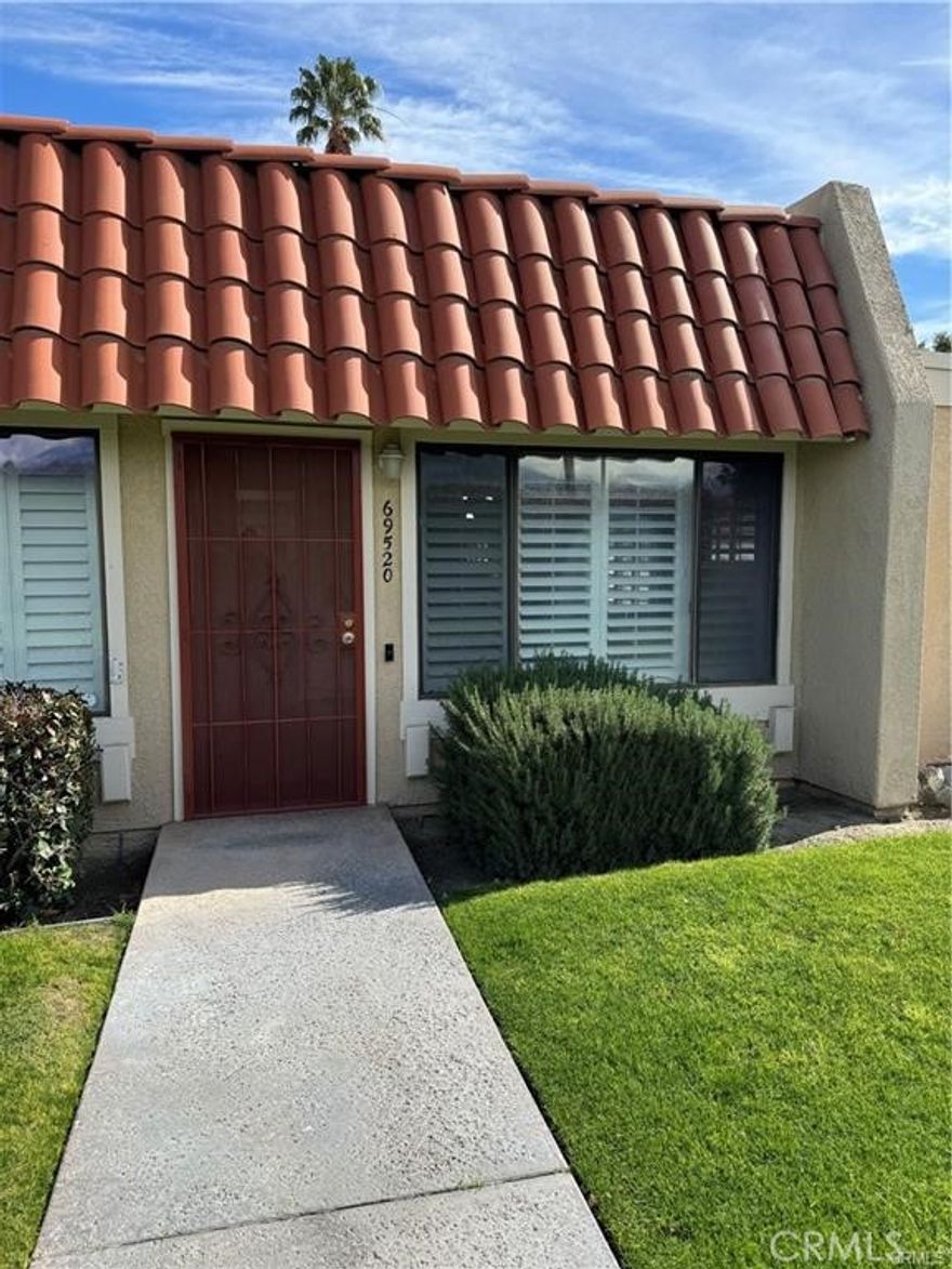 Beautiful Condo! 3 bedroom 2 bath condo in the desirable community of Mountain View Villas. Great location in the complex. The patio is private and it has 2 assigned covered parking spots next to the condo. Mountain View Villas has 5 pools, tennis courts, a clubhouse and is located close to restaurants, shopping and the New Cotino Disney community, Rancho Mirage.