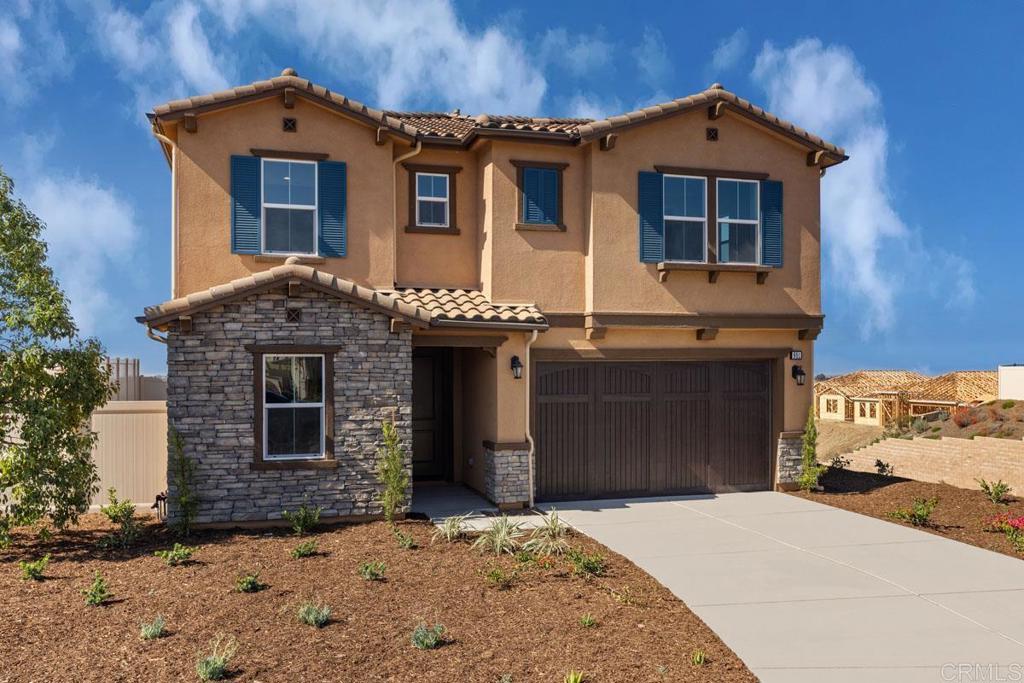Wonderful home at Ridgeview, located at the top of the hill, corner lot, on a desirable cul-de-sac. Enjoy this peaceful location. Where coastal living meets modern elegance in this ENERGY STAR® certified two-story home located on a desirable cul-de-sac in San Marcos. Offering over 2,900 sq. ft. of thoughtfully designed space, this 5-bedroom, 3-bathroom residence is ideal for both everyday comfort and stylish entertaining. The main floor features a full bedroom and bath, perfect for guests or multigenerational living. The culinary kitchen is the heart of the home, showcasing top-of-the-line Wolf appliances, a Sub-Zero refrigerator, Cove luxury dishwasher, quartz countertops, a custom designer backsplash, premium cabinetry, and an oversized island. The open-concept layout flows seamlessly into a light-filled great room and versatile flex space, ideal for relaxation or hosting. Upstairs, the private primary suite serves as a true retreat, complete with a spa-inspired bathroom featuring a soaking tub, walk-in shower, dual vanities with quartz counters, and a spacious walk-in closet. Three additional bedrooms and a loft provide ample space for family or guests. This home is loaded with modern amenities, including solar panels, EcoBee smart thermostats, dual-zone climate control, a tankless water heater with recirculation pump, EV pre-wiring, 9-ft ceilings, engineered light wood flooring, designer fixtures, and under-cabinet lighting. The south-facing backyard offers stunning sunset views and a tranquil setting for outdoor enjoyment. This exceptional NEW home combines luxury, efficiency, and lifestyle in San Marcos - Redefined! KB Home builds better homes for a better future. As the first builder to make every new home ENERGY STAR® certified, you enjoy greater comfort and savings with an indoor environment that’s better for your health and well-being. Fun fact. ENERGY STAR® certified homes achieve a 20% energy-efficiency improvement on average. KB homes include standard interior door hardware with antimicrobial product protection that helps reduce the spread of bacteria and germs. They also have high-performance ventilation systems that enhance your home’s environment by regularly introducing fresh outdoor air and reducing indoor air pollutants — plus, environmentally conscious products are used for the flooring, tile, paint and cabinetry. With technology, such an integral part of daily life, it’s no surprise that smart-home tech is a priority. Many new homes offer smart-tech features that can improve quality of life with more convenience, energy savings and security. KB Home offers a 10-year limited warranty on your new KB home, so customer service is just a phone call or email away should anything arise. Time for your new KB Home!
