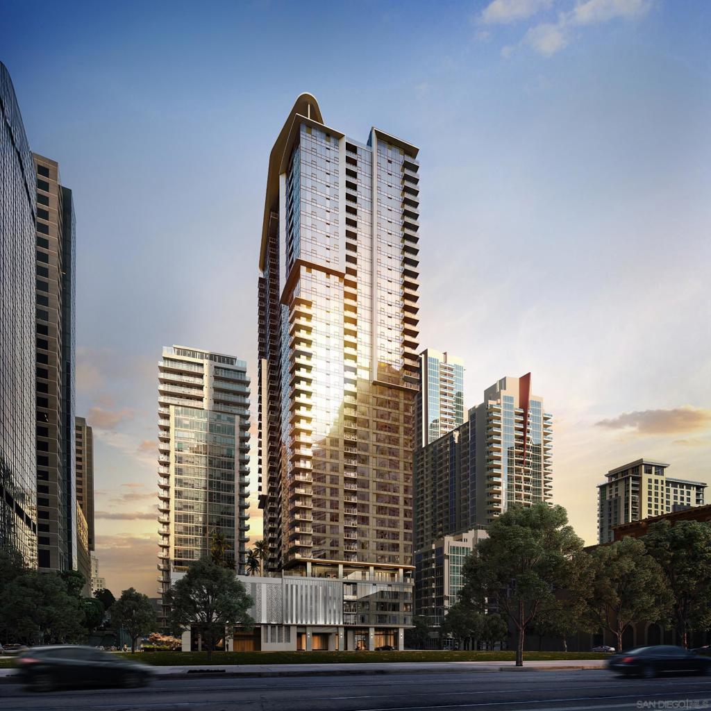 Welcome to Andia by Bosa Development. Now selling and already under construction with an anticipated completion date of fall 2027, Andia is the first new Downtown San Diego condominium high-rise in nearly 8 years. Featuring resort-like amenities and sophisticated interior design, the residences at Andia offer a seamless blend of style and comfort with the city as your backdrop. Residence 604 features a northern exposure boasting integrated Bosch kitchen appliances with Zephyr hood, kitchen island with waterfall edge, polished chrome Kohler fixtures, Caesarstone quartz countertops with polished tile backsplash, front-loading full-size washer and dryer and spacious balcony with impressive city views. Andia by Bosa Development brings new heights to Downtown San Diego. Featuring modern design and resort-styled amenities, Andia soars 40 stories above the center of the city, showcasing 399 thoughtfully appointed 1- to 3-bedroom residences ranging in size from ~620 to ~1,729 square feet with two contemporary finish palettes. This is not an offer to sell but intended for information only. The developer reserves the right to make modification in materials, specifications, plans, pricing, designs, scheduling and delivery without prior notice. Renderings, photography, illustrations and other information described herein are representative only and are not intended to reflect any specific feature or view when built. No representation and warranties are made with regard to the accuracy, completeness or suitability of the information published herein.