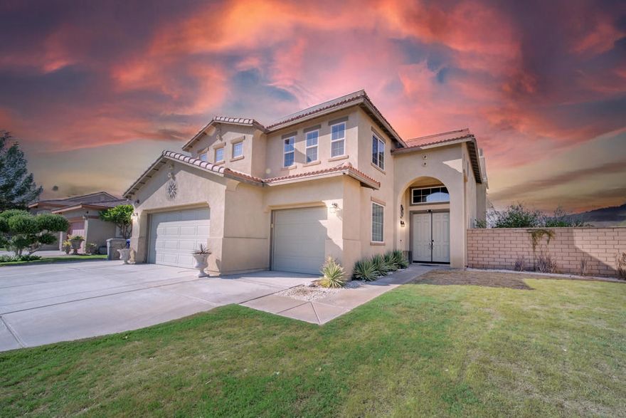 Stunning 5BD/3BA home in the gated Talaveras community of Indio. Recently updated with new floors, modern kitchen, and custom staircase. Features a brand-new pool with water features (June 2024), RV parking, artificial turf, polarized windows, and new water heater. Spacious master suite with jet tub. Guard-gated security, seven community parks, and low HOA--truly a must-see! NOW AVAILABLE FOR LEASE.