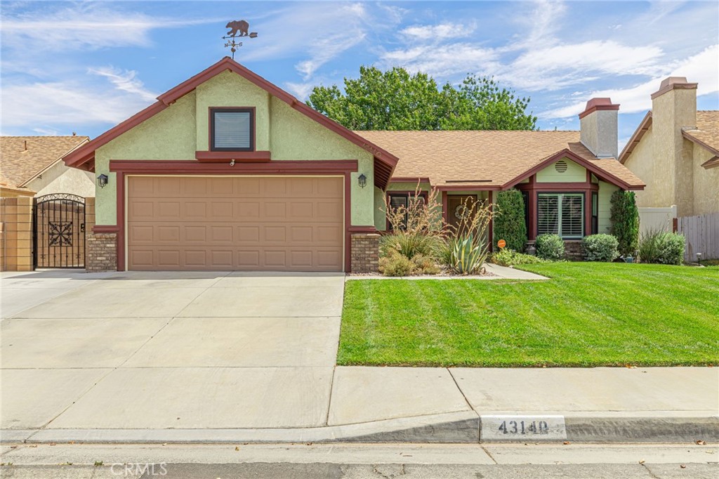 This inviting Harris Home single-story ranch, built in 1989, features three bedrooms, two bathrooms with the primary bathroom beautifully renovated tiled-shower. This home has 1,372 square feet. Enjoy vaulted ceilings, a cozy fireplace, beautiful wood look plank tile flooring, window shutters, over head lighting with fans, pastel colored interior painting, upgraded kitchen, tile counter tops, stainless appliances, indoor laundry, the rear yard space has pergola patio cover with new vinyl fencing, mature landscaping, a storage shed, finished 2 car garage, and solar upgrades on a prime lot-freshly repainted exterior with your own Tuff Shed and move-in-ready this home is near shopping, schools and freeway.