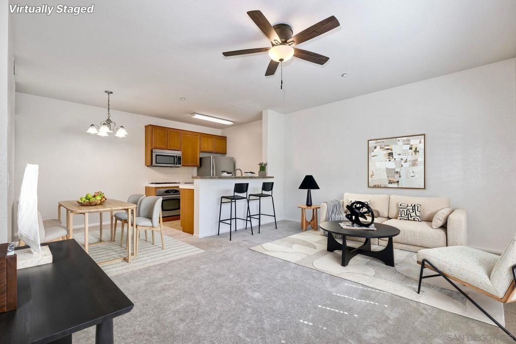 Check out this super cute and roomy 1-bedroom, 1-bath condo in the gated Cherry Creek community! It’s a downstairs, end unit with no stairs at all. Just easy living! The layout is open and functional, with newer paint and carpet, ceiling fans, central heat and A/C, plus a laundry room with a stackable washer/dryer and extra storage space. The kitchen has stainless steel appliances and a breakfast bar for extra seating. The bedroom is a great size, with double mirrored closet doors and a sliding door that leads out to your own private patio, ideal for relaxing with a coffee or winding down in the evening. There’s even a storage closet out there for your extras. The generous sized bathroom has double sinks, a soaking tub and a rain showerhead. Cherry Creek is a gated community with awesome amenities - pool, spa, playground, clubhouse/rec room and you’ll have one assigned covered carport plus there's ample guest parking. Located close to shopping, schools, freeways and with a low $275/month HOA, this condo is a great find and a wonderful place to call home.