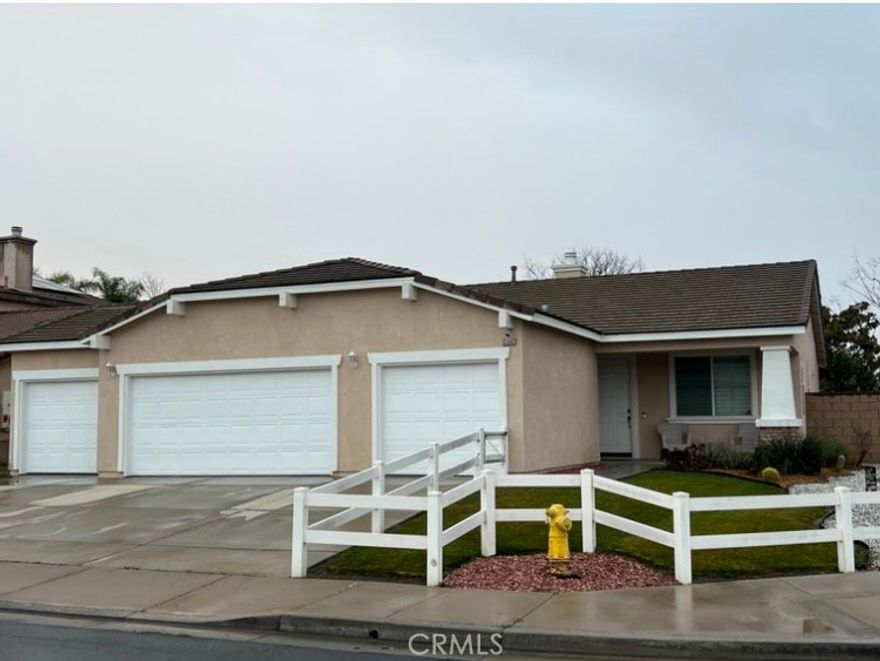 GARAGES GALORE!!!. If you need garage space this home is for you, this home features a MASSIVE 4 car garage with a drive thru to a Alumawood covered carport in a private side yard, also the garage has over head storage & Epoxy flooring. Beautiful turnkey 3bdrm, single story home is located on a corner lot on a quite cul-de-sac street!. This well maintained home features an open floor plan w/high ceilings, you are greeted with a beautiful covered front porch leading into a formal living room with custom wood shutters. The open kitchen that overlooks into the family room features new paint inside & out, newer flooring, a dining area, a Corian breakfast bar counter, recessed lighting, spacious separate pantry. This open family room includes a media alcove, ceiling fan, and tile surrounding natural gas fireplace, upgraded paneled doors. The master bedroom has a beautiful fireplace for relaxing a true cozy feeling and this en-suite features with a walk in closet and organizer, and an extended vanity with separate sink. The indoor laundry leads into the garage with built in cabinetry, fluorescent lighting, stepping outside into this beautiful private alumawood patio for your family gatherings. This home is landscaped with low maintenance & water conservation in mind. NO HOA OR MELLO-ROOS!! Don't miss out on this unique 4 MASSIVE car garage. This property won't last. Offers to cross qual. with lender, Please present offers with DU approval, proof of funds, FICO & supporting documents. Schedule your private showing. DO NOT USE SHOWTIME. Lock box will be installed next week.  PHOTOS COMING SOON.