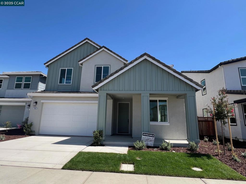 Brand new East facing home with a super large yard at Serena is move-in ready for it's lucky new owners! Home has been highly upgraded with designer finishes and over $65,000 thou$and in options. This exceptional home is situated near the end of a cul de sac and offers a large lot with an approximately 54-60' ft deep backyard and offers a view deck from the Primary bedroom. Additionally, there is a Jr. suite with a full bath on the lower level- perfect for extended family or guests. Home also has a cook's kitchen with large center Island, plenty of cabinets, built-in stainless appliances, soaring ceiling and large outdoor covered California Room. The upper level offers spacious bedrooms, laundry, shared bath, loft and sumptuous Primary suite with oversized shower, freestanding soaking tub, and walk-in closet. SOLAR is INCLUDED. Don't delay! * NOTE: Photos shown are of model home of same plan.