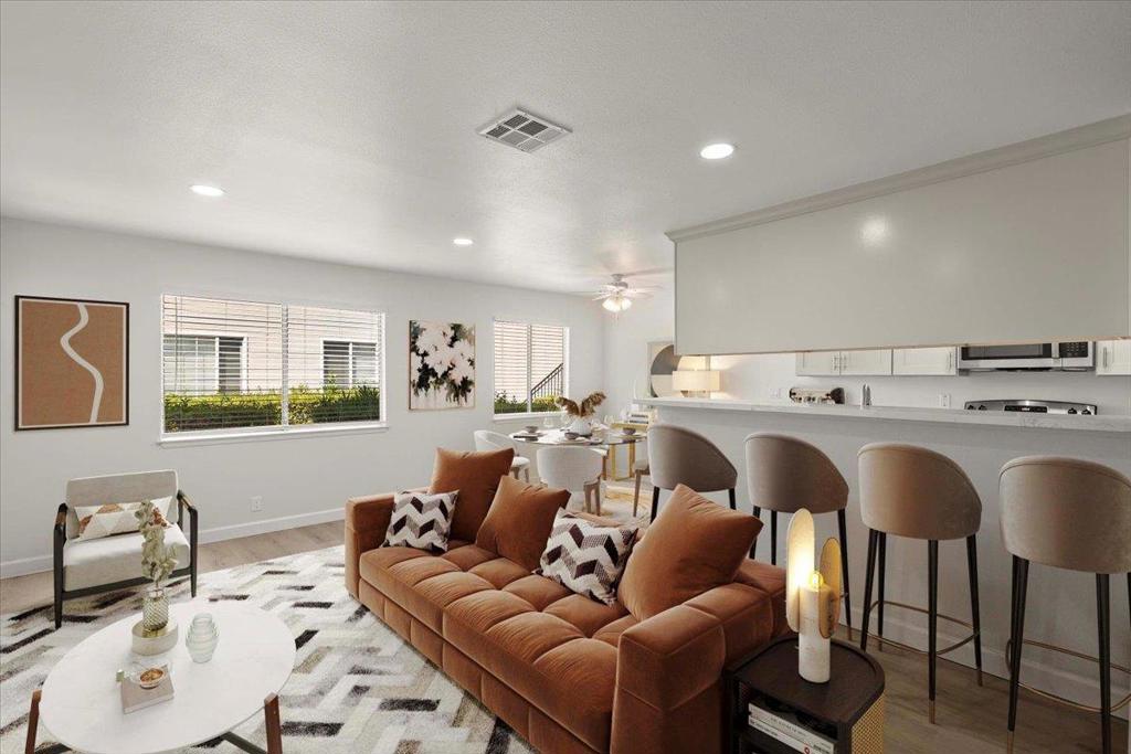 Beautiful, bright, completely renovated unit with permits waiting for you to move in and enjoy! Everything here is new : walls, floors, doors, kitchen, bathroom, appliances, furnace , too much to list here. A real Must see! One Car garage with plenty of storage and garage door with remote for privacy. Conveniently located near Oakridge Mall, restaurants, grocery stores, Costco, parks, and Highways 85 & 87. Come to OH Sat & Sun 1 to 4 pm
