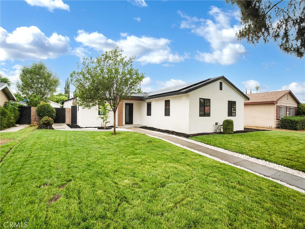 West Hills Outstanding Modern Masterpiece | Welcome To This 2 Homes In One Lot Beautifully Designed With Tons Of
Custom Modern Finishes | 7055 Fallbrook Ave | Main House Offers A Modern Design With 4 Bedrooms 2 Baths and 1372
SQFT. Of Living Space | Second House is 7053 Fallbrook Ave (ADU) Est. 400 SQFT. Offering 1+1, Kitchen, Separate
Bedroom and Living Room | As You enter this Property You Will Be Delighted With the Custom Entrance Feauturing A
very Unique Smooth Finished Exterior Stucco Decorated with LED Exterior Lighting | Brand New Roof | Solar Panels |
Offers A Spacious Designer Kitchen With Ample Cabinetry All with Brushed Gold Finishes | Offers Top Quality Durable
Stainless Steel Appliances | New SPC Vinyl Flooring | Modern And Elegant Interior Doors 8 Feet High | Top Quality
Vanities With Fine Fixtures In All Bathrooms | Beautifully Designed Fireplace With Decorative Wood Paneling from Floor
to Ceiling | Smooth Ceilings With Recessed LED lighting Throughout | Brand New Double Pane Black Windows | Central
Air & Air Heat Unit with Modern Linear Bar Grill Difuser Vents | Master Bedroom W/Own Private Bathroom | ADU Offers
1+1 with Kitchen, AC, Separate Electric Meter.