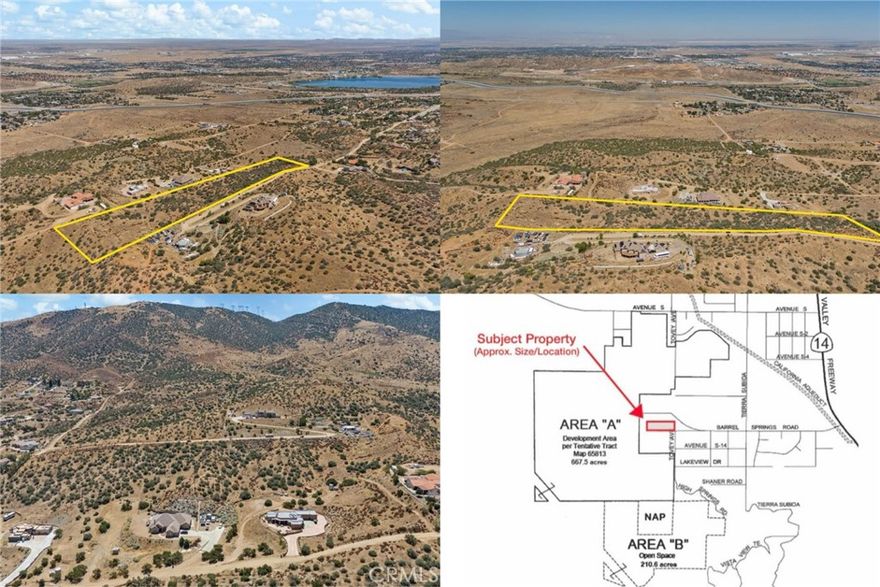 Discover the endless possibilities with this remarkable 10-acre vacant land for sale in West Palmdale, just minutes from Lake Palmdale. Set against breathtaking desert and mountain views, this prime location is ideal for those seeking a custom estate, private retreat, or long-term investment opportunity. Conveniently located within 1,000 feet of the future Quail Valley Community, a highly anticipated residential development featuring up to 730 single-family homes, a 3.6-acre HOA-maintained amenity center, a 23-acre greenbelt and trail network, and nearly 400 acres of preserved open space, this property offers excellent growth potential while maintaining the peaceful charm of the high desert. Enjoy expansive open spaces, vivid sunsets, and crystal-clear starry nights — a true escape from city life while staying just minutes from major highways, shopping, dining, and essential services. Whether you're a developer, investor, or homebuyer envisioning your dream property, this West Palmdale land presents a rare opportunity to invest in one of Los Angeles County’s fastest-growing regions, with future community amenities and increased property values on the horizon.