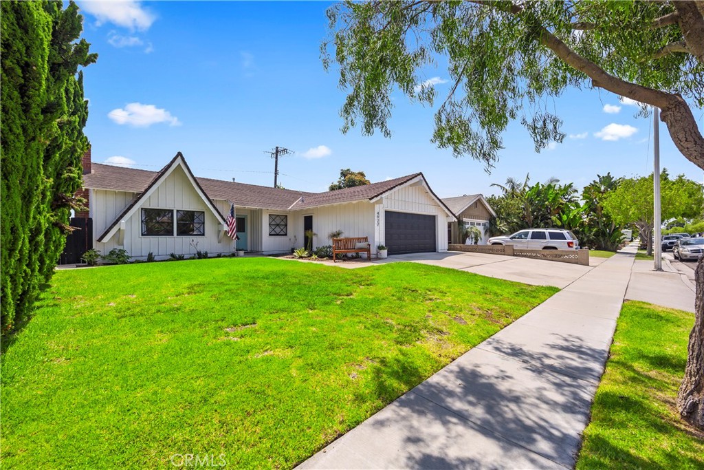 Charming 3BR/2BA Dutch Haven home with a 2 car garage on a quiet cul-de-sac. Large lot size of 6,060 SQFT. Enjoy nearby Huntington Harbor, Meadowlark Golf Course, Bolsa Chica State Beach, Dog Beach, and boat launch ramp all just minutes away. The spacious kitchen features gorgeous custom crisp-white cabinets, corian countertops, and tile flooring. Luxury vinyl flooring flows throughout the rest of the living areas. 2 car garage with washer and dryer. The large backyard is perfect for entertaining and pets. This turn key property is a move in ready coastal retreat. Walk or Bike to the Beach!