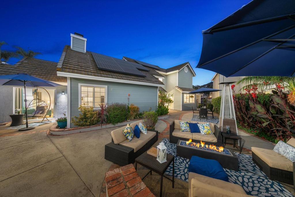 Seller will entertain offers between $1.169M-$1.2M. Welcome to this gorgeous turn-key home nestled in a prime San Diego location! This beautifully updated residence features brand new luxury vinyl flooring throughout the first level and stairs/hallway, fresh interior paint, shutters, newer remodeled kitchen, and fully remodeled bathrooms—perfectly blending style and comfort. Enjoy peace of mind with a complete home re-plumb, Flo Smart Home water monitors, Nest thermostat, and solar panels for modern efficiency. The spacious layout offers indoor/outdoor entertaining, privacy with no neighbors behind, plus low-maintenance landscaping making outdoor living a breeze. Ideally situated near shops, dining, and Ted’s Trails, with easy freeway access and close proximity to MTS transit. Located in the popular Poway School District, and approx. 20 minutes to Torrey Pines State Beach—this home truly has it all! Don’t miss your opportunity to live in one of San Diego’s most convenient and sought-after neighborhoods. Welcome to this gorgeous turn-key home nestled in a prime San Diego location! This beautifully updated residence features brand new luxury vinyl flooring throughout the first level and stairs/hallway, fresh interior paint, shutters, newer remodeled kitchen, and fully remodeled bathrooms—perfectly blending style and comfort. Enjoy peace of mind with a complete home re-plumb, Flo Smart Home water monitors, Nest thermostat, and solar panels for modern efficiency. The spacious layout offers indoor/outdoor entertaining, privacy with no neighbors behind, plus low-maintenance landscaping making outdoor living a breeze. Ideally situated near shops, dining, and Ted’s Trails, with easy freeway access and close proximity to MTS transit. Located in the popular Poway School District, and approx. 20 minutes to Torrey Pines State Beach—this home truly has it all! Don’t miss your opportunity to live in one of San Diego’s most convenient and sought-after neighborhoods. Buyers’ and Buyers’ agent to verify all, including but not limited to SF, lot size, and room dimensions.