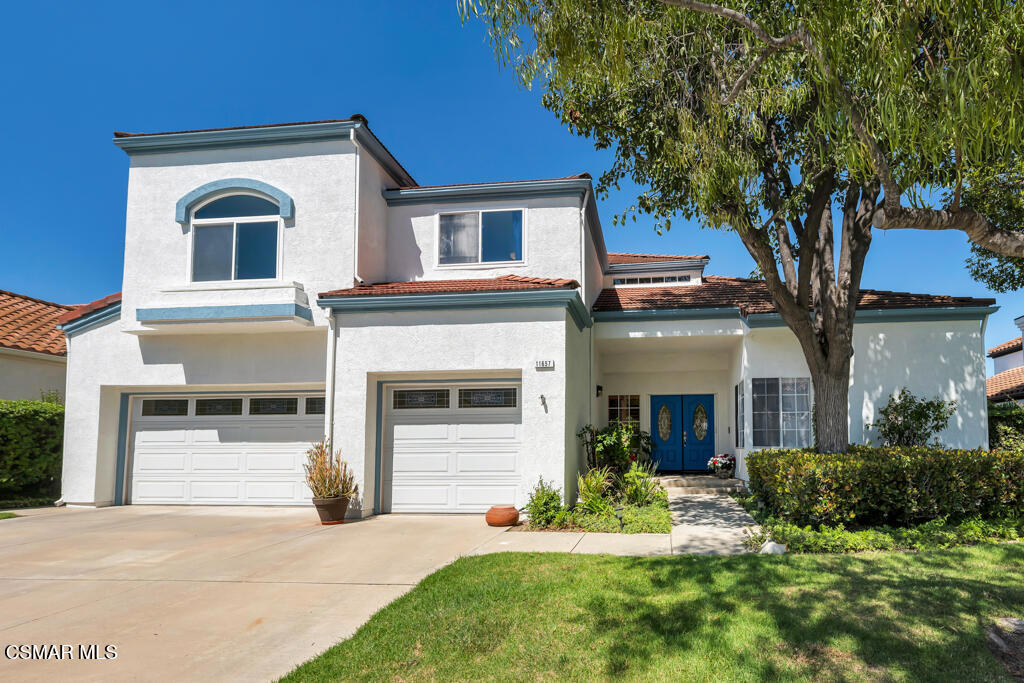 Welcome to this amazingly spacious Moorpark view home designed for comfort, gatherings, and everyday living. With 5 bedrooms and 4.5 bathrooms across 3,603 square feet of living space, this home offers generous room sizes, a flowing floor plan, and multiple gathering spaces that make entertaining effortless.Entertain your guests in an enormous living room, complete with fireplace and vaulted ceiling, that is currently set up as a billiard room. The adjacent dining room has two floor to ceiling glass walls allowing guests to feel connected while enjoying their own space. The heart of the home is an oversized kitchen with upgraded cabinets, a custom butcher-block island, and attached breakfast nook, all overlooking a sizable family room with fireplace and seamless access to thebackyard. A convenient and flexible downstairs suite, featuring its own ensuite bath and a fully integrated entertainment system, provides the perfect retreat for guests, multi-generational living,a home office, or watching your favorite movies or sporting events.Upstairs, you'll find an enormous master bedroom with ensuite bath and large walk-in closet; a nicely remodeled hall bathroom; and three sizeable secondary bedrooms (one with an ensuite bathroom) that provide both privacy and comfort. Thoughtful upgrades include new carpet in the primary bedroom and stairway, fresh interior and exterior paint, and refinished entry wood floors.The back yard is complete with draught tolerant landscaping; orange, lime, lemon, and pineapple guava trees; drip watering system on a programable timer; newly refurbished built-in BBQ (island); and tons of space to entertain and enjoy the beautiful views of the Moorpark sunsets.Beyond its style, this home is remarkably well-maintained with major investments already made for you: a dual HVAC system (2021); replaced main water line (2023); new gutters and leaf filters (2024). Paid solar panels keep energy costs low, while the 3-car garage, and 8,668 sq. ft.lot, quiet cul-de-sac location add everyday practicality and charm. This is the perfect blend of space, upgrades, and value - ready for its next owner to enjoy. Association pool, spa and club house is around the corner.