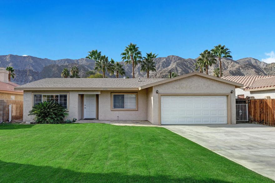 An ideal rental property in La Quinta Cove, just a couple blocks away from Old Town La Quinta. All three bedrooms in the home are equally sized, making it ideal to rent to long term tenants. When you enter the home, you'll be struck by the open and updated living room & kitchen, with ample storage and beautiful countertops. The back and front yards have beautifully landscaped lawns, perfect for families with little kids and pets to run around and enjoy. Come take a look and see for yourself how quickly you can be cash-flow positive with a home like this!