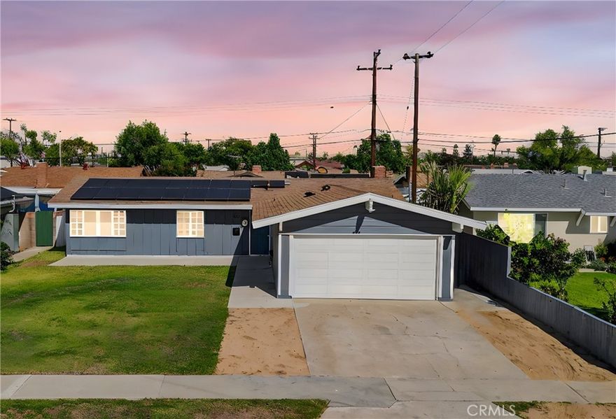 This charming single-story home offers 4 spacious bedrooms and 2 baths, thoughtfully designed for comfortable family living. The open floor plan connects the kitchen and living room seamlessly, creating a bright and inviting space perfect for both everyday living and entertaining. 

Freshly painted and featuring brand-new flooring throughout, this home is move-in ready and full of charm. The backyard offers a peaceful retreat with mature fruit trees and a handy storage shed — perfect for gardening tools or extra storage. The home also features central air conditioning for year-round comfort. An added bonus — the property includes a leased solar system, helping to lower monthly electricity costs and promote energy efficiency. Set on a 6,000 sq ft lot, the home offers a spacious backyard ideal for outdoor gatherings, gardening, or simply relaxing.



Located in a highly sought-after neighborhood within a good school district, this home is close to Knott’s Berry Farm, The Source OC, shopping, dining, and local parks. Convenient access to major freeways makes commuting easy. Combining comfort, location, and value — plus energy-saving solar — this Buena Park gem is the perfect place to call home. Don’t miss your opportunity to make it yours!
