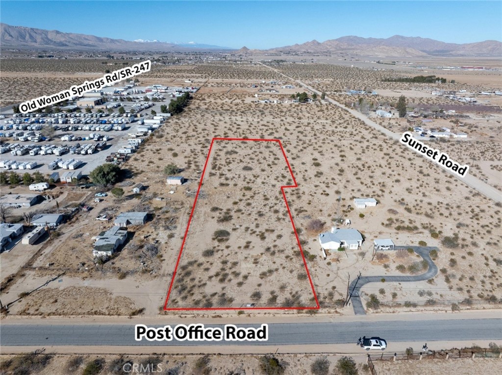 2.22 acres flat land, with 141 ft front, close about 850 ft to Highway 18 / Old Woman Springs Road on Lucerne Valley, the owner had installed chain link and 3 wires high fence , pavement road, electricity and gas available on the street, great to have a ranch, property next door 10652 Post Office Rd is tenant occupied ,with a single family home with garage and workshop structure with water well, property is located 1/2 mile near to a future 4200 homes development for 55+ community plus 200 commercial units with golf course, that is in the approval process. Nice view towards Big Bear mountains.