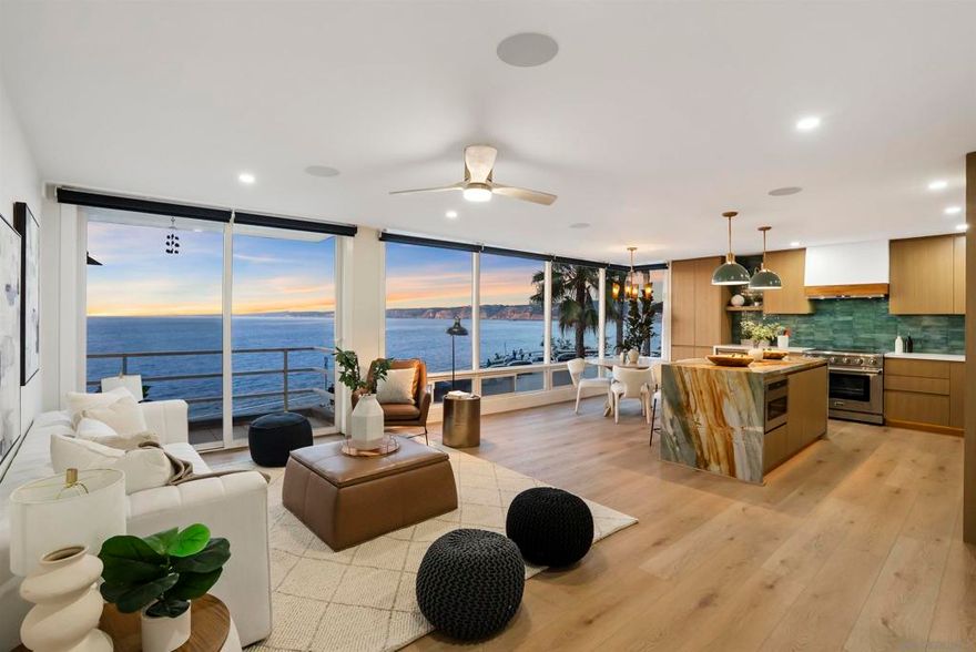 Welcome to The Cove Tower, where luxury meets the ocean’s edge. This one-of-a-kind residence offers striking sit-down whitewater views. Step onto your private balcony and indulge in the essence of coastal living with beaches, boutiques, and renowned restaurants right in your backyard. This fully reimagined oceanfront retreat offers the ease of single-level living, secure assigned parking, a spacious locked storage room and direct elevator access from the garage to your front door. Inside, every detail has been thoughtfully curated with designer finishes that echo the beauty of the surrounding coastline. Enjoy a state-of-the-art kitchen adorned with quartzite waterfall countertops, mini split A/C systems throughout for personalized comfort, and in-unit laundry for added everyday ease. An integrated smart home system controls electric privacy blinds, immersive surround sound, and dimmable lighting all at your command. This is more than a home, it’s a lifestyle.