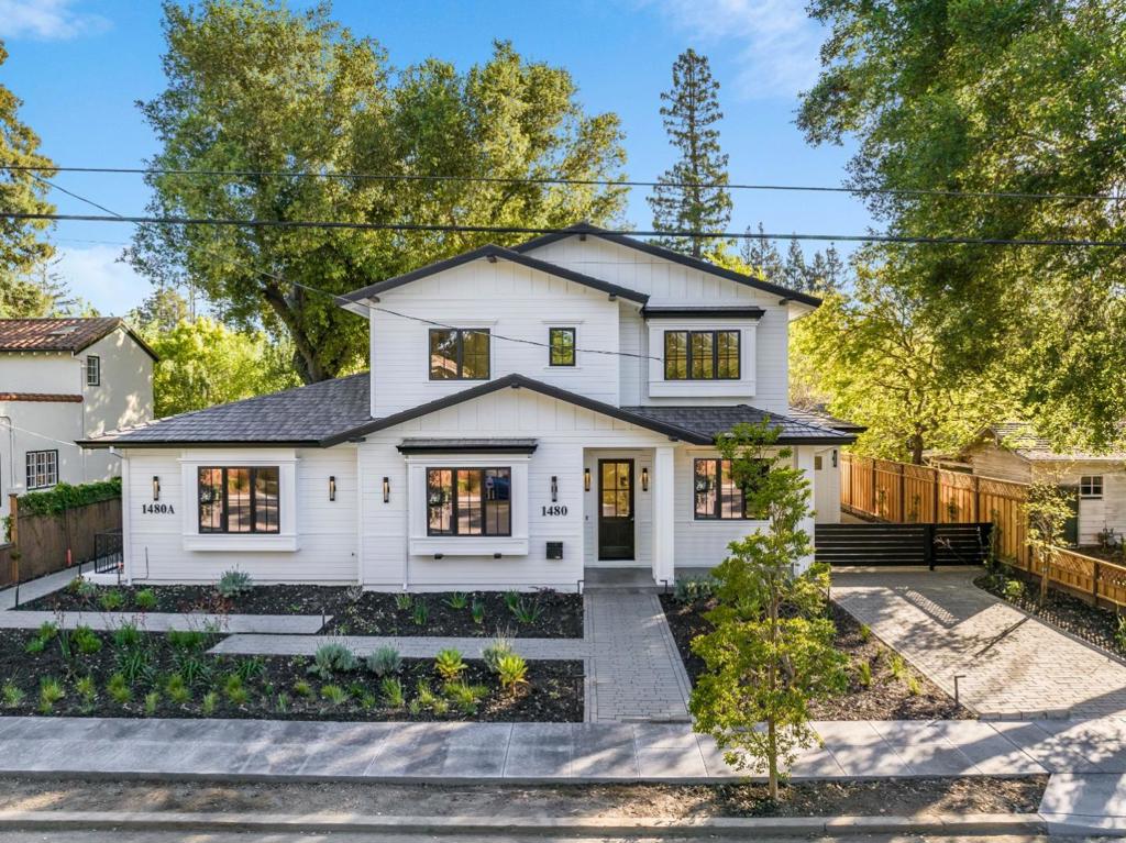 Gorgeous custom-built brand new home in the prestigious Professorville area just a mile from Palo Alto Downtown & 19-acre Rinconada Park, library & pool. This 8-bedroom, 7.5-bathroom luxury home sits on a generous 75-ft wide lot With a theater, recreation room, wine cellar, and great location to suit your every need. This light-filled home is defined by fabulous architectural design & quality craftsmanship.**Chef-inspired kitchen w/Sub-zero refrigerator, Wolf appliances & beautiful quartz countertops. Home Automation System for audio-visual; Marvin windows; La Cantina bi-fold door opening to covered patio & backyard w/ built-in Wolf 42 BBQ set. The upper level's 4 bedrooms w/vaulted ceilings include a luxurious primary suite w/walk-in closet, tub & oversized shower. 2 suites on 1st floor (one in attached ADU) & 2 BR on lower level. Mobile app-accessible intercom system; owned solar panel system; ProVia metal roofing; driveway w/Basalite permeable pavers & automatic gate. With instant access to Stanford University, Town & Country Village, Walter Hays/Greene/Palo Alto High schools & tech companies. Do not miss this fantastic opportunity! You'll love living here! Total construction 6,167 sq ft, consisting of: 5,272 sf (living area), 214 (garage), 681 sf (covered patio).