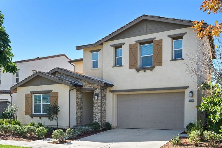 Welcome to this beautifully maintained, move-in ready home in the highly sought-after Edenglen community of Ontario Ranch, one of Southern California’s premier master-planned neighborhoods. Offering over 2,580 sq ft of thoughtfully designed living space, this home blends modern comfort with timeless style. The open floor plan features elegant marble countertops, new luxury laminate flooring, and fresh interior paint, creating a bright and inviting interior. Additional upgrades include a tankless water heater for energy efficiency and a whole-house fan system that helps keep the upper level cooler and more comfortable. The flexible layout includes a main-level primary suite plus an additional bedroom and full bath, ideal for guests or a home office. Upstairs offers two spacious bedrooms, a full bath, and a versatile loft perfect for a media room or play area. Enjoy a private backyard with low-maintenance landscaping, ideal for relaxing or entertaining. Residents of Edenglen enjoy resort-style HOA amenities, including a community pool, parks, playgrounds, recreation areas, and walking paths. Conveniently located near shopping, dining, schools, and major freeways, this home offers comfort, efficiency, and lifestyle in one exceptional package.