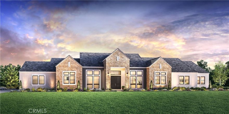 Nestled within the exclusive gated community of Santa Rosa Valley Estates, this brand-new Toll Brothers estate is one of only eighteen newly constructed homes and offers luxurious living on approximately two acres in the picturesque and highly sought-after Santa Rosa Valley.  The single-story main residence features five spacious bedroom suites—each with its own private bath—plus a conveniently located powder room off the everyday entry hallway. The chef-inspired kitchen is a true centerpiece, thoughtfully designed with Wolf and Sub-Zero appliances, custom hardwood cabinetry, and a layout that blends style and functionality for effortless entertaining.  Enjoy soaring 12-foot ceilings in the main living areas and seamless indoor-outdoor living through 12-foot wide stacking doors that open from the great room to the luxury outdoor living space—perfect for gatherings or quiet evenings under the stars. A versatile bonus room provides space for a media room, playroom, or hobby area, while a flex room near the entry is ideal for a dedicated home office.  The detached one-bedroom guesthouse offers a comfortable living room, full kitchen, three-quarter bath, and a dedicated laundry closet with space for a stackable washer and dryer—perfect for extended stays or multi-generational living.  Experience elegant design, thoughtful details, and the serene beauty of Santa Rosa Valley living in this exceptional new estate. Please note- this home has not started construction yet.  Estimated completion: late 2026.  Ask our Sales Consultant about personalizing your interior design selections to make this home truly your own.