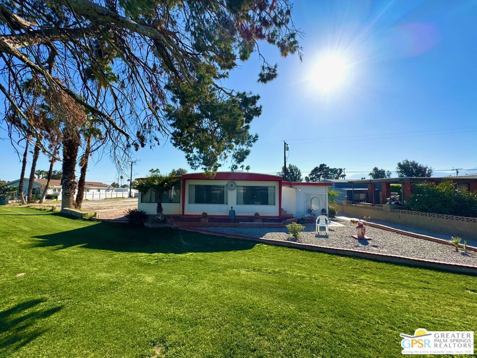 This is a 55+ community. You will enjoy meeting others and their social events in the complex. The views of the golf course from your windows are breathtaking. With a long driveway into the home/garage, its provides with extra privacy and serenity from street traffic. Nested by the fairway, it grants you the opportunity to be social with your golfer friends. The club house provides, pool, jacuzzi, restaurant, and a great social life. A place to relax, call home and enjoy at the Tri Palm Estates Community. Buyer/s must go through an application process with HOA/Main Office.