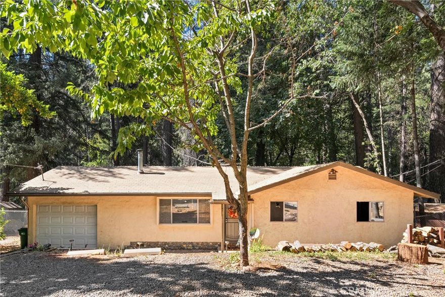 Charming 3-bedroom, 2-bath home located in the beautiful community of Magalia. Nestled in a wooded setting, this property backs up to a serene greenbelt and offers direct access to the POA’s Lower Trail, which follows along Middle Butte Creek—yet it is not part of the POA, giving you the freedom that comes without a homeowners association. Enjoy the privacy of its lower setting, complete with a fully fenced backyard—perfect for pets, gardening, or simply relaxing in nature. If you’re looking for a mountain retreat with the convenience of trails right out your back door, this home is truly a must-see!