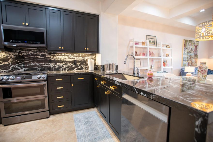 A Rare Gem in Villa Portofino - Where Elegance Meets Comfort! Welcome FIRST CLASS!Step into a world of refined luxury with this newly reimagined home, showcasing a $140,000 designer remodel that blends modern sophistication with effortless comfort. Every detail has been thoughtfully curated--brand new cabinetry, stone countertops, premium fixtures, and high-end appliances create an environment designed for those who expect the very best.At the heart of the home, a striking black-and-white marble waterfall island anchors the chef's kitchen, complemented by professional-grade stainless steel appliances. Custom storage solutions, organized closets, and a mirrored barn door concealing the washer and dryer enhance both beauty and functionality. The spa-inspired bath features bespoke tilework, a freestanding soaking tub, and an ambiance that rivals the finest retreats.Seamless indoor-outdoor living awaits on the private patio, complete with motorized sun shades, a barbecue area, and panoramic mountain views--ideal for both relaxing and entertaining. Offered fully furnished, this residence invites you to simply arrive and begin enjoying the good life.Villa Portofino offers an unmatched lifestyle with a 30,000 sq. ft. clubhouse boasting two restaurants, a private theater, fitness center, game room, pool & spa, bocce ball, shuffleboard, and a vibrant social calendar. HOA dues cover cable, water, trash, landscaping and clubhouse access.Located minutes from El Paseo's luxury shopping and dining, Eisenhower Medical Center, and Bristol Farms, this is not just a home--it's a statement of style and sophistication.