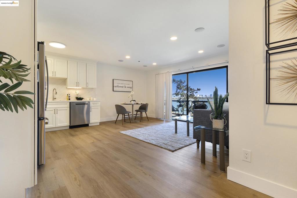 Welcome to Watergate! The Bay Area's BEST Waterside Resort Condo Community. Over 24 lush acres of beautiful manicured grounds to include pools, tennis courts, full gym, steam and sauna rooms, recreation center, 24 hour property patrol, EV charging stations and more! Only 10 minutes to San Francisco and 6 minutes to downtown Oakland. Close to Shopping and public transportation. Free Shuttle Service, Emery Go-Round outside community takes you to BART, Amtrak, AC Transit and MORE! Featuring a top floor south facing (Bay Bridge and Downtown Oakland) Water view completely renovated 1 bedroom 1 bath unit with high end finishes. New Kitchen Cabinets, quartz countertops, SS appliances including dishwasher, Brand new luxury vinyl flooring throughout, New Walk in shower, recess lighting, Surround sound and more! LOW HOA fees considering all our amazing amenities. HOA includes water, garbage, 24 hour property patrol, basic cable, outside maintenance.
