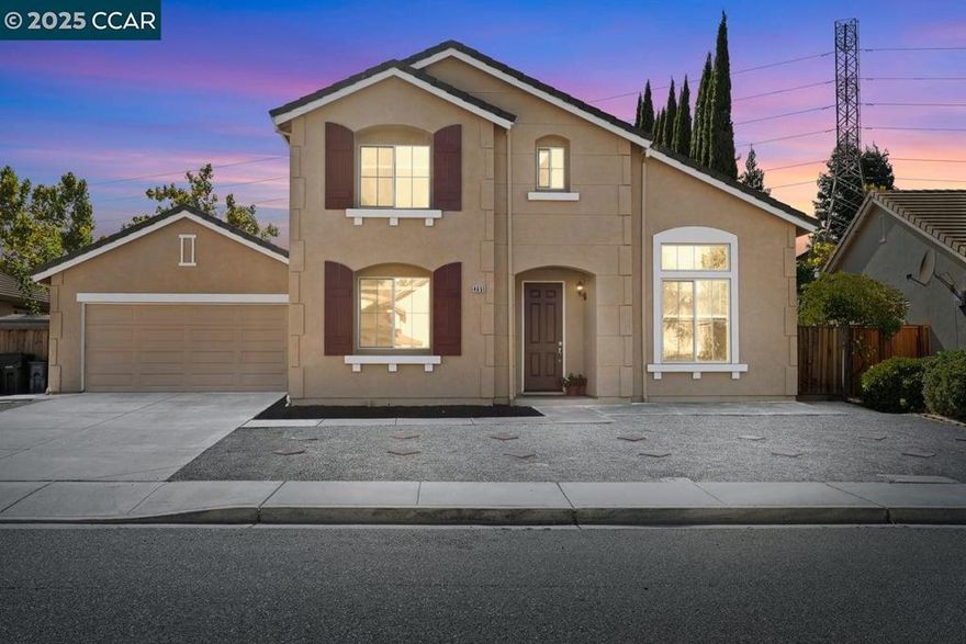 Best deal in Antioch, move-in ready and full of opportunity. Freshly painted inside and out with newer windows and doors, this open concept home features a spacious kitchen that opens to the living room, perfect for entertaining. Includes a full bedroom and bathroom downstairs, ideal for guests or multi-gen living. Upstairs, the large primary suite offers a walk-in closet, and the additional bedrooms share a Jack and Jill bathroom. The fifth bedroom has its own entrance, great for an in-law setup or private office. Solar system installed for energy efficiency and lower utility costs. Low maintenance backyard, big laundry room, and plenty of parking. Prime location near schools, parks, shopping, and freeway access. Build instant sweat equity here.