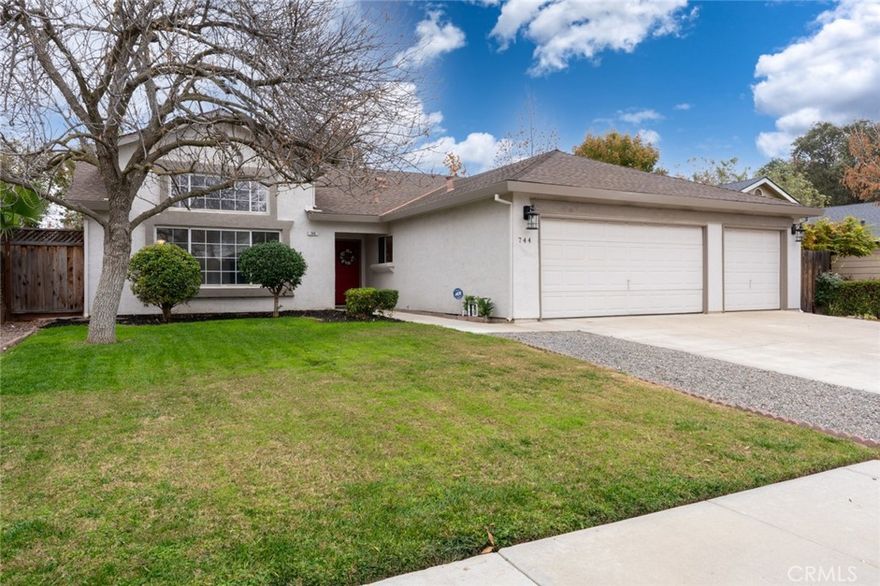 Nestled at 744 Bluff Drive, this attractive and updated property is situated in one of the most desirable areas of Los Banos. From the moment you arrive, you'll appreciate the care and attention that has been lavished upon this home. Newly added features include: vinyl plank waterproof flooring throughout, interior paint, ceiling fans, light fixtures, all sink and faucets, dishwasher and water heater. The living room and separate family room serves as central gathering spaces, featuring a double sided fireplace that promises cozy evenings and a warm ambience. The high and vaulted ceiling enhances the sense of spaciousness, while the built-in shelves offer both practical storage and display space for treasured belongings. In the kitchen, you will find a culinary haven. Imagine preparing meals on the beautiful new quartz countertops, framed by the shaker cabinets and stylish new tile backsplash, with the kitchen peninsula providing additional workspace and a casual dining option. There's a formal dining room with a gorgeous light fixture situated right off the kitchen area. The guest bathroom is designed for convenience, offering a double new quartz top vanity that provides ample space, alongside a new tub/shower combo. The primary bedroom provides a private retreat, complete with the added convenience of it's own primary bathroom with new quartz countertops and walk in shower. Additional features include a laundry room for ease of chores, a fenced backyard for secure outdoor enjoyment, a patio for relaxing, and a shed for extra storage. Right behind the property is the Los Banos walk/bike trail that has a bridge close by to quickly access a route to Los Banos High School. This residence offers an exceptional opportunity to enjoy comfortable living in a desirable location.