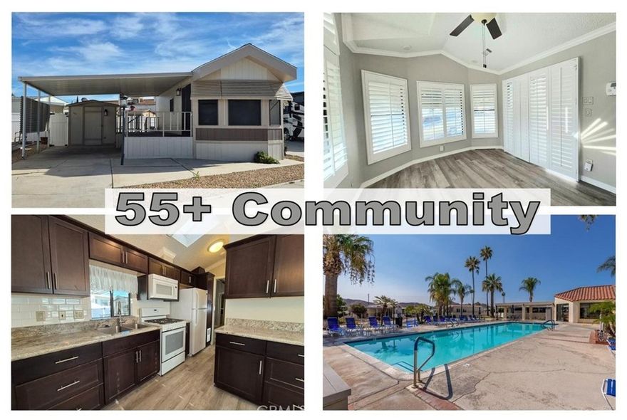 Welcome home to Unit #257 in the 55+ gated resort community of Mountain Shadows. This home has been beautifully updated and is ready and waiting for you! This gorgeous home features a remodeled kitchen, laminate flooring, and fresh interior and exterior paint. The Expansive driveway will fit 2-3 cars easily. Your gourmet chef will love the kitchen's granite countertops and stainless steel appliances. Keep comfortable in Winter and Summer with the HVAC system. Home has so much to offer----including the under-house roll-out storage, a covered deck with carpet and leading to the fenced and landscaped backyard. Shed features laundry and additional storage. Don't miss this beautiful oasis!