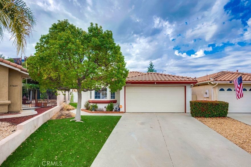 Welcome to Casa Blanca Villas, a desirable 55+ community offering comfort and resort style living. This popular Balboa model is tucked away on a quiet cul-de-sac with beautiful curb appeal and low-maintenance artificial turf. Inside, you’ll find a bright, open layout with an upgraded kitchen and breakfast bar, laminate and tile flooring throughout, and a newly remodeled Jack and Jill bathroom. A permitted den adds extra living space and opens to a covered patio overlooking a quaint backyard with lemon trees. Enjoy top-notch amenities including an Olympic-size pool, spa, BBQ area, fitness center, billiards room, tennis courts, and more deal for an active and social lifestyle