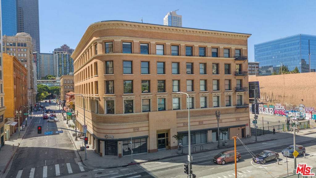 The Douglas was built in 1898 and is one of the most beautiful historic buildings in DTLA! This New York style loft features 11- foot ceilings and has huge oversized windows that overlook the Bradburry Building & the US Bank Tower. The original brick, mixed w/ historic wood & ceramic tiles contribute to the charm of this great unit, yet the modern Pogenpohl cabinets, stainless steel appliances, sound proof windows w/ electric shades make this unit feel very practical and sophisticated for todays downtown resident. Washer & Dryer is located in unit and comes w/ 1 reserved parking space in the building included in the price. Dont miss out on your opportunity to live in this classic residence.