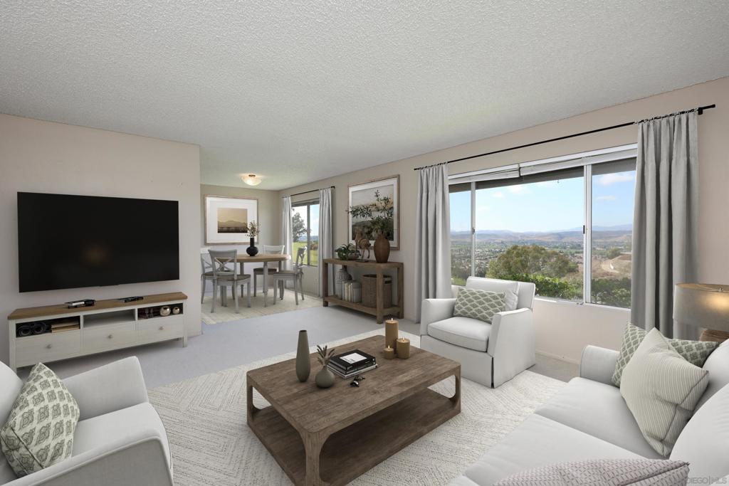 Tranquil Living with Breathtaking Views in Oceana. Welcome to 4485 Kittiwake Way in the heart of Oceanside’s coveted 55+ community. This charming 2-bedroom, 2-bath end-unit home offers privacy, comfort, and stunning views of the surrounding mountains and evening sunsets right from your living room and kitchen windows. Step inside to brand-new carpet throughout, creating a fresh and cozy atmosphere. The open living and dining area is filled with natural light and designed for easy living and entertaining. Being an end unit, you’ll enjoy the added benefit of only one shared wall — perfect for peace and quiet. Enjoy outdoor living in your spacious, private enclosed patio, perfect for relaxing or gardening in the ocean breeze. A convenient 1-car garage provides secure parking and extra storage. Brand new roof as of January 2025! This well-maintained community offers a wide range of amenities including pools, spas, a clubhouse, and social events — all designed to complement your active lifestyle. Whether you're relaxing indoors or enjoying the scenic views outside, this home is a serene retreat with everything you need at your doorstep.Don’t miss your chance to enjoy beautiful sunsets, a vibrant community, and comfortable living — all in one place. Emerald Isle Golf Course is adjacent to Oceana where residents receive a discounted rate on green fees. Plus, walking and biking trails meander through the community. Oceana is a beautiful active adult community in North San Diego County. Oceana is situated just 4 miles from the ocean and 275 feet above sea level, where residents can enjoy the climate that blends the hotter inland areas with cooler ocean breezes. Active adults looking to enjoy the Southern California climate at reasonable prices and with numerous amenities will find it all at Oceana. At the heart of Oceana is the clubhouse which has several options for active adults to gather with neighbors, whether by joining a club in the card room, challenging friends at pickleball, attending a fun event to meet new friends, or honing a new hobby in the ceramics, lapidary or woodworking shop. Oceana also provides several opportunities for residents to enjoy the beautiful year-round climate with two outdoor pools, BBQ areas, and the community garden. Please check out video! https://youtu.be/8dLfqE61bck
