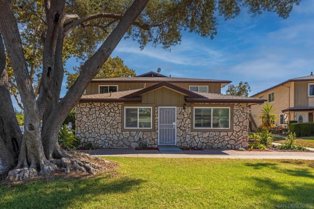 Welcome to this beautifully renovated 2-bedroom, 1-bathroom single-level condo, ideally situated in one of the most sought-after areas of the Mission La Vega community in Santee. This light-filled lower-level unit offers an inviting open floor plan with wood flooring throughout, a charming galley-style kitchen with a breakfast bar, granite countertops, and stainless steel appliances — perfect for comfortable living and effortless entertaining. Thoughtful upgrades include double and triple-pane windows, plantation-style blind shutters, modern lighting and plumbing fixtures, and central A/C and heat to keep you comfortable year-round. Unwind in the relaxing jacuzzi tub after a long day, or enjoy the convenience of two generously sized bedrooms with ample closet space. The updated bathroom features a stylish shower-in-tub combo for added functionality. With its unbeatable location close to shopping, dining, parks, and freeway access, this move-in-ready home offers the perfect blend of privacy, comfort, and convenience. Don’t miss your chance to own this rarely available gem in Mission La Vega!