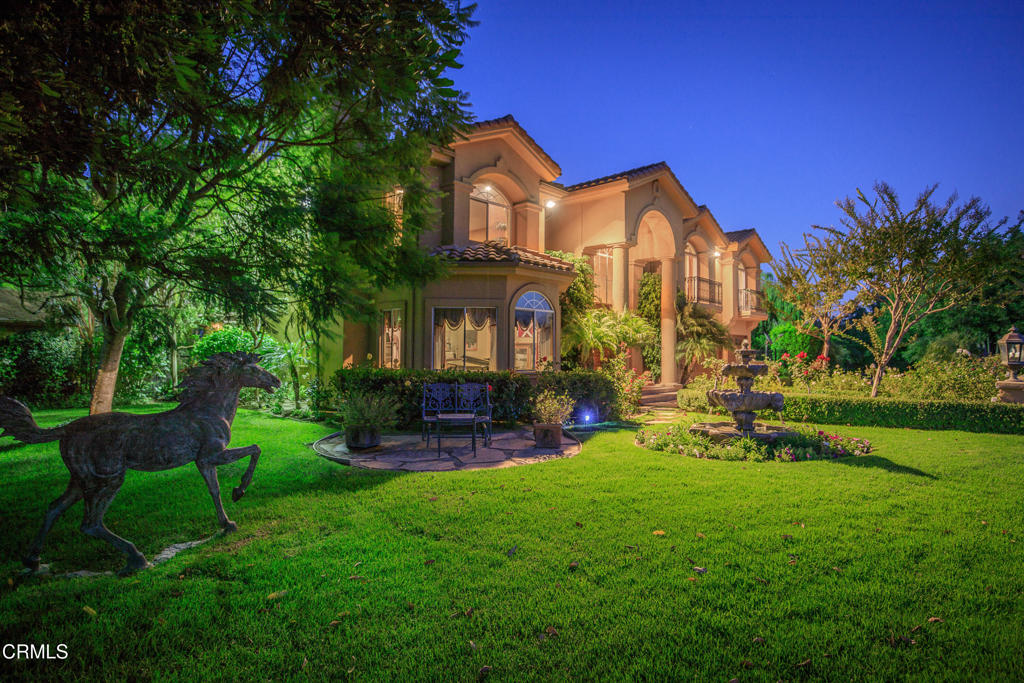 Stunning Mediterranean Estate in Prestigious Equestrian Enclave - Where Style Meets Serenity. Welcome to your dream home--designed for those who appreciate exceptional design, unparalleled views, and a lifestyle of tranquility and elegance. Located in the exclusive, gated equestrian community of Lexington Hills in Santa Rosa Valley, this Mediterranean villa is perched just above Thousand Oaks, offering the perfect blend of privacy, prestige, and proximity to Los Angeles. Panoramic Views & Outdoor BlissSet on 5.43 acres of lush, manicured grounds, this property is a sanctuary of beauty and peace. Enjoy breathtaking vistas from every window, miles of private equestrian and biking trails, and an ideal microclimate that's nearly 10 degrees cooler than Hidden Hills. Ocean breezes flow through the hills, and scenic pastures, rolling vineyards, and mature fruit trees enhance the ambiance. The infinity-edge pool and spa, outdoor bar and BBQ area, and film-worthy pergola with firepit, meditation pond, and meandering stream create the ultimate indoor-outdoor living experience--perfect for entertaining or peaceful solitude.Sophisticated InteriorsSpanning 3,925 sq ft, the home features 5 bedrooms and 4 bathrooms, all thoughtfully designed with high ceilings, natural light, and mesmerizing views.The primary suite is a romantic retreat with a gas fireplace, spa-like bathroom with jetted tub, double vanities, hammered copper sinks, walk-in shower, enclosed water closet, and a large custom walk-in closet. A Chef's Dream KitchenThe heart of the home is the gourmet kitchen, outfitted with a large granite island, built-in butcher block, copper sink, Thermador 6-burner range with double ovens, warming drawer, microwave, and a temperature-controlled wine cabinet. The open-concept design flows seamlessly into the spacious family room and alfresco dining area, ensuring you're always connected with nature and loved ones. Luxury, Convenience & Lifestyle3-car attached garage and circular driveway with ample guest parkingJust 20 minutes to Camarillo private airport, 45 minutes to Malibu or Montecito, and 50 minutes to Beverly HillsMinutes from top-rated schools, fine dining, shopping, and entertainment in Westlake. Ideal for horse lovers, with ample space for stables, riding, and agricultural pursuits Soil ready for a vineyard or thriving vegetable garden Surrounded by celebrity-owned estates in a peaceful, gated enclave. this home offers a lifestyle few can imagine--