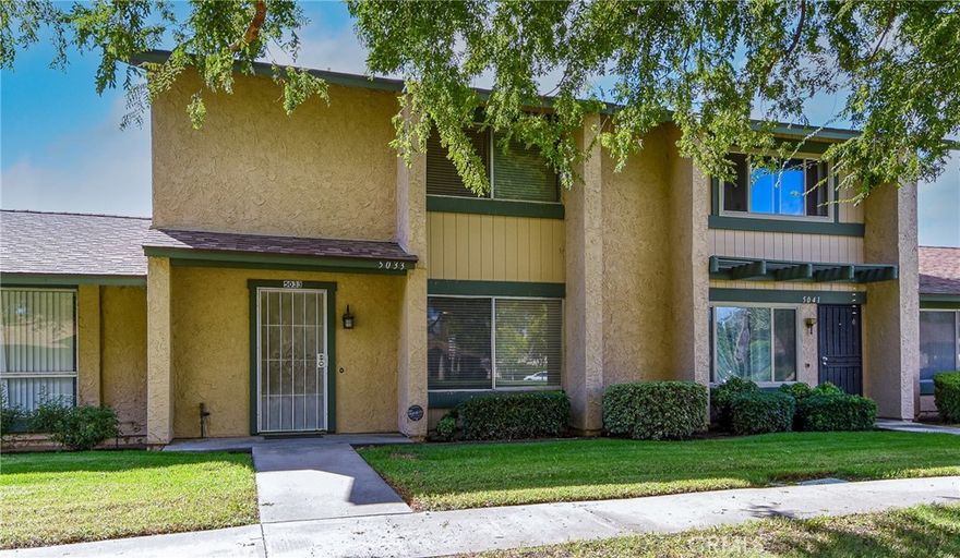 This beautiful two story townhome features three bedrooms, two and a half bathrooms and located in the best part of the community. You'll enter into a large living room with pretty travertine tile flooring and crown moulding. The sunny kitchen has plenty of countertop space to cook, plus room for a dining table. You'll appreciate the updated downstairs powder room for guests, and the convenient inside laundry, too. The upstairs has updated wood floors and 3 roomy bedrooms. The primary bedroom features a private, updated bath with tiled shower. The hall bath is also updated and has a tub/shower combination. There is a detached two car garage and private yard, too. HOA fee of $340/mo includes water, trash, exterior building insurance, and front and common area landscaping. Great location, close to Riverside Plaza, Trader Joes, Cal Baptist University, UCR. Medical services, and downtown Riverside! This well kept community has walking paths, grass, trees and is highly sought after. These homes rarely come on the market, plan your visit today!