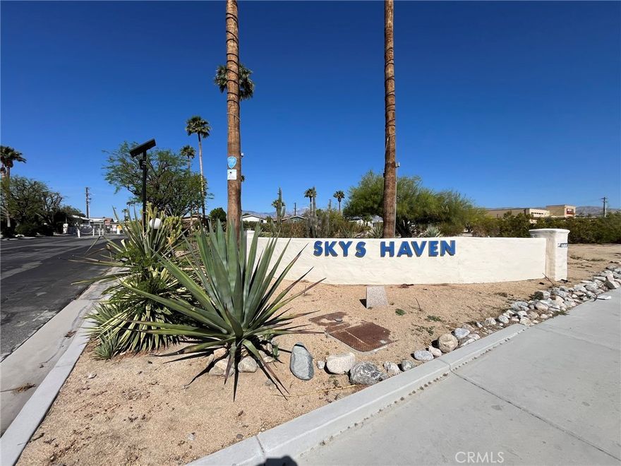 Welcome to this charming manufactured home located in the desirable Skys Haven Park in Desert Hot Springs, CA. This senior community offers a peaceful and serene setting for residents to enjoy their retirement years. This cute manufactured home offers the perfect blend of comfort and convenience. With access to pools, spas, and a clubhouse, you'll feel like you're on vacation every day. And with Palm Springs just a quick 13-minute drive away, you'll have endless shopping, dining, and entertainment options right at your fingertips. Don't miss out on this opportunity to own a piece of paradise in one of California's most desirable locations!