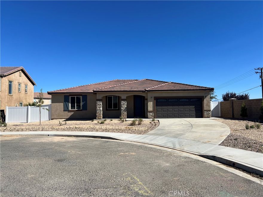 New Construction in a great Hesperia neighborhood, just off Cedar and Escondido. Single story, 2,260 sf home with 5 bedrooms, 2 bathrooms and a 2 Car Garage. Great Cul-de-Sac location. Many upgraded features including a beautiful custom kitchen. Schedule a walkthrough today.