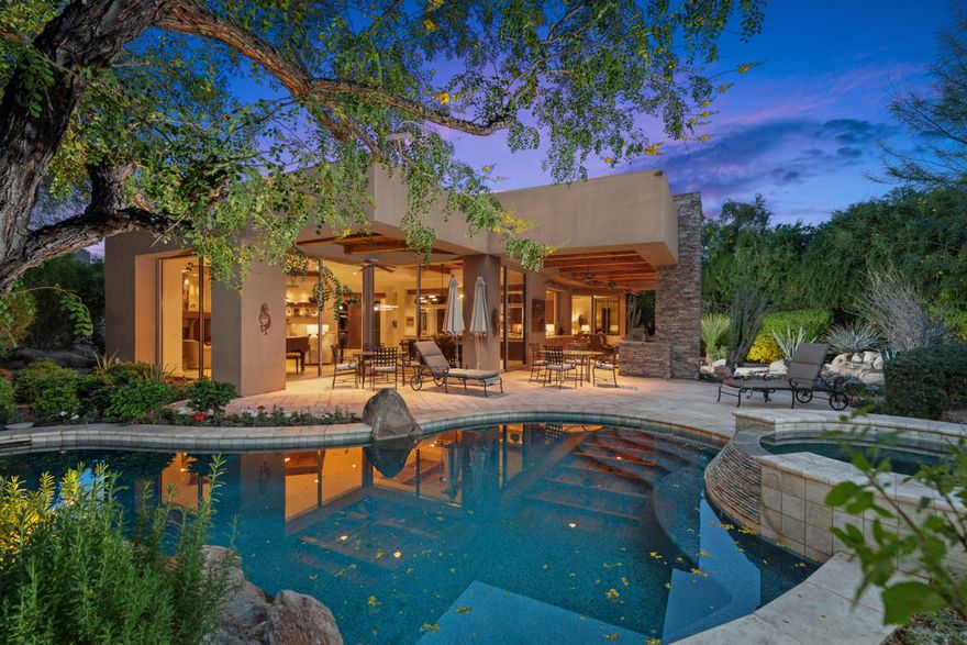 Experience Desert Elegance at Its FinestDiscover this stunning desert retreat, perfectly framed by the dramatic beauty of the surrounding mountains. Thoughtfully landscaped grounds and a tranquil water feature in the entry courtyard set the tone for serenity in this 3,749 sq. ft. residence. Featuring 3 bedrooms, 3A1/2 baths, and a versatile office that easily converts to a fourth bedroom, this home offers both flexibility and comfort.The newly renovated gourmet kitchen and open-concept great room make everyday living and entertaining a true delight. Expansive floor-to-ceiling glass doors seamlessly blend indoor and outdoor spaces, opening to a resort-style patio complete with built-in BBQ, sparkling pool, and spaa"all overlooking the golf course and majestic Santa Rosa Mountains.Impeccable quality and warmth are evident throughout, complemented by new furnishings in the main living areas. Nestled within the natural beauty of The Reserve, this exceptional home offers an unmatched lifestyle.The Reserve Club features world-class amenities, including a Tom Weiskopf-Jay Morrish-designed championship golf course with three Trophy Holes and a double-ended practice range. The Club Village offers fine and casual dining at the Clubhouse and Lakehouse, a state-of-the-art Fitness Center with cardio and exercise rooms, a Jr. Olympic-size pool, Tennis and Pickleball courts, and a premier Golf Shop.