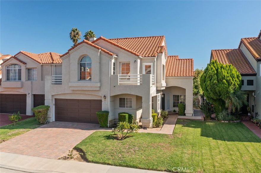 Incredible opportunity to purchase a two-story home in the privately gated community of La Villanueva in West Hills. First time the home is being offered on the market by the original owner. Situated on an interior cul-de-sac street, the location is one of the best in the entire community as it is quiet and doesn’t back to a busy street or a hillside. The front of the home features sprawling front lawn, covered front porch, and paver stone driveway that leads to the attached 2-car garage with direct access and extra storage room. Step inside to find a light and bright floor plan with oversized picture windows throughout. A formal entry foyer features coat closet and soaring two-story ceiling that continues into the spacious formal living room and the separate formal dining room which overlooks the backyard and has direct kitchen access. The large kitchen overlooks the yard and has center island, ample counter and cabinet space, and separate breakfast nook with glass slider that opens to a side patio. The kitchen opens to a separate large family room with two-story ceiling, marble fireplace, and wet bar with serving counter, sink, and built-in storage. The first floor also features a laundry room with built-in cabinetry and a downstairs bedroom/office with access to a full bathroom with walk-in shower also ideal for guest powder bath. Upstairs you will find a sweeping landing with built-in linen cabinetry and three additional bedroom suites, each with their own private bathrooms. The primary suite boasts double door entry, high pitched ceiling, two walk-in closets, and large bathroom with custom vanity, dual sinks, bath tub, separate walk-in shower, built-in linen cabinetry, and toilet room. One of the secondary bedrooms upstairs also features access to a private balcony deck. The tranquil backyard features large patio perfect for outdoor dining, wraparound grass lawn for play, and lush landscaping including a persimmon fruit tree. A neighborhood park is located right outside the gates of the community and Chaminade High School is across the street. The home is also zoned for highly acclaimed public schools including Pomelo Elementary, Hale, and El Camino charter schools. Adjacent to West Hills Hospital, the remodeled Platt shopping Center, dining/shopping at the Westfield Mall & Village, and Warner Center.