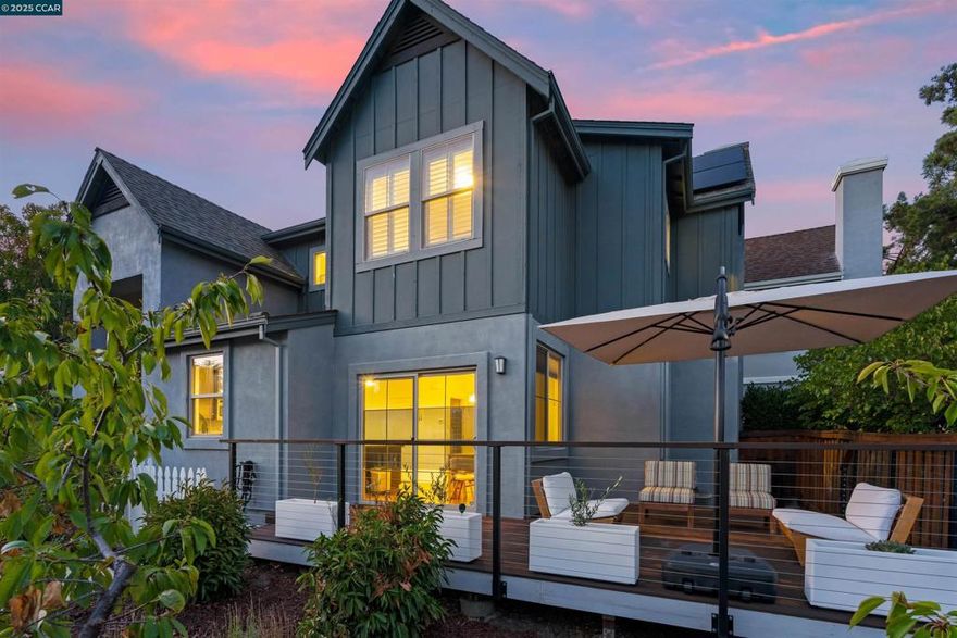 Discover this exquisitely appointed three-bedroom, two-bathroom residence nestled in the coveted Almond Shuey neighborhood, where sophistication meets everyday convenience in delightful harmony. This thoughtfully designed 1,425 square foot sanctuary offers the perfect balance of intimate comfort and gracious living spaces, enhanced by cutting-edge sustainable technology including Tesla battery, solar panels, and a whole house fan system that whispers efficiency throughout.The primary bedroom serves as a tranquil retreat, while two additional bedrooms provide versatility for family, guests, or that home office you've been dreaming about. With an impressive walk score of 82, this remarkable location places you within comfortable strolling distance of downtown's vibrant offerings and convenient Bay Area Rapid Transit access, making it a commuter's paradise. Transportation enthusiasts will appreciate the proximity to both the San Francisco Bay Bridge and nearby bus stops, while the residence sits mere moments from Oakland Boulevard and Almond Avenue. The neighborhood boasts exceptional educational opportunities with Fusion Academy Walnut Creek Downtown nearby, while Civic Park offers verdant recreational spaces for weekend adventures.